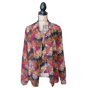 JORDAN BLUE LABEL 2 PC Blouse/Pleated Tank Multi-color Wms XL